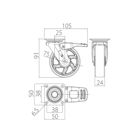 Kółko meblowe SHIFT 75mm Przezroczyste GTV