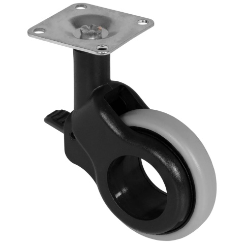 Kółko meblowe obrotowe HOLE 2 60mm szare zestaw Emuca