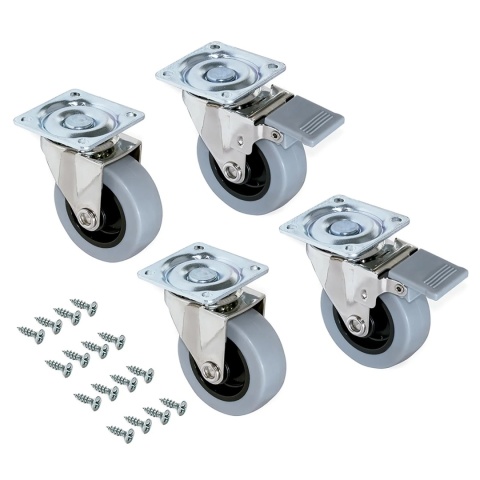Kółko meblowe obrotowe SLIP 2 50mm szare zestaw Emuca