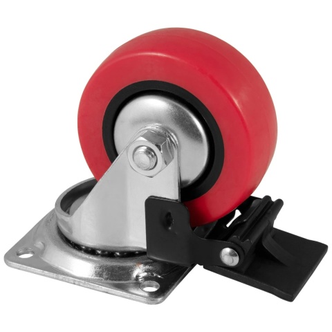 Kółko meblowe obrotowe SLIP 2 75mm czerwone zestaw Emuca
