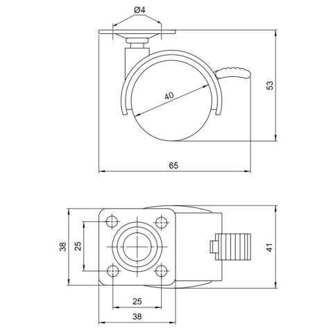 Kółko meblowe obrotowe z hamulcem 40mm Czarne Amix