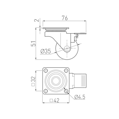 Kółko meblowe z hamulcem BRAZYLIA 35mm Przezroczyste GTV