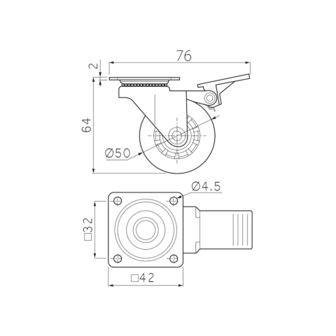 Kółko meblowe z hamulcem BRAZYLIA 50mm Przezroczyste GTV