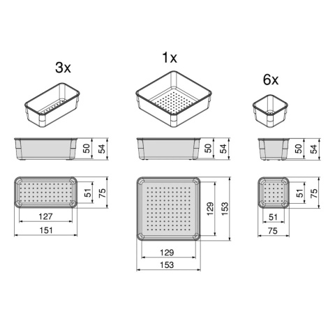Zestaw 10 przezroczystych pojemników do szuflady organizer modułowy Cube