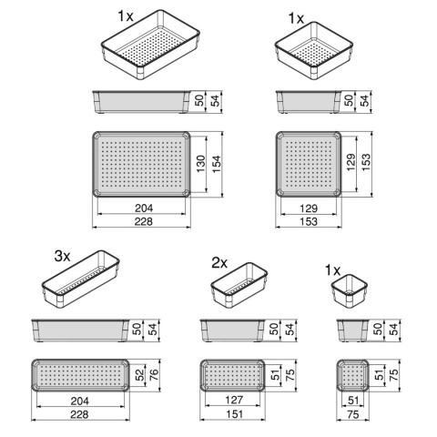 Zestaw 8 przezroczystych pojemników do szuflady organizer modułowy Cube