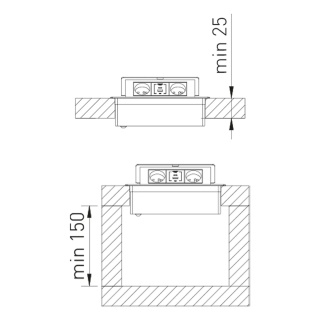 Gniazdo wpuszczane chowane w blat SOFTBOX z USB (A+C) Czarne GTV