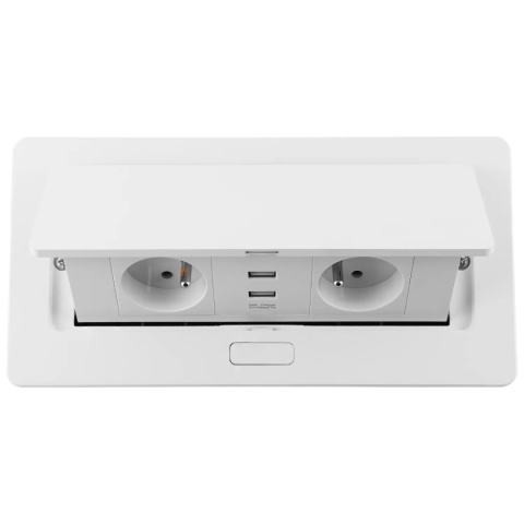 Gniazdo wpuszczane chowane w blat SOFTBOX z USB Białe GTV