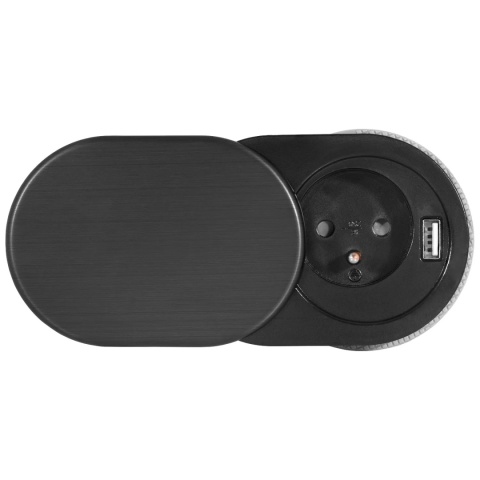 Gniazdo wpuszczane w blat fi 60 ELEKTRIMA SLIDER z USB REJS czarne
