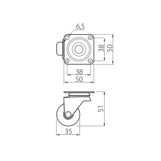 Kółko meblowe KMA 35mm Przezroczyste GTV