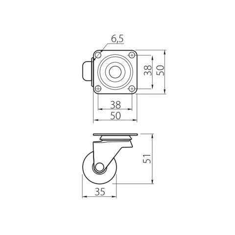 Kółko meblowe KMA 35mm Przezroczyste GTV