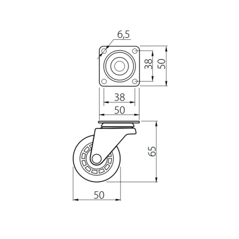 Kółko meblowe KMA 50mm Przezroczyste GTV