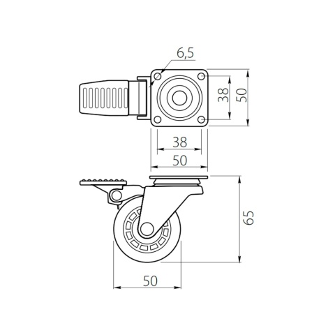 Kółko meblowe z hamulcem KMA 50mm Brązowe GTV
