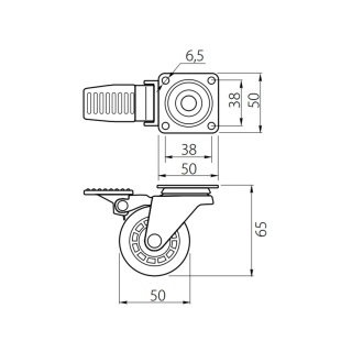Kółko meblowe z hamulcem KMA 50mm Przezroczyste GTV