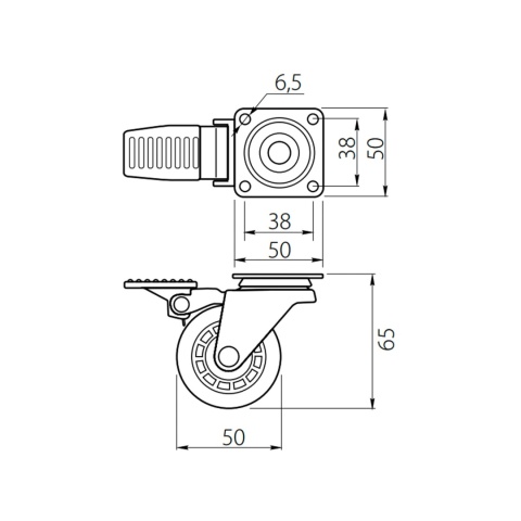 Kółko meblowe z hamulcem KMA 50mm Przezroczyste GTV