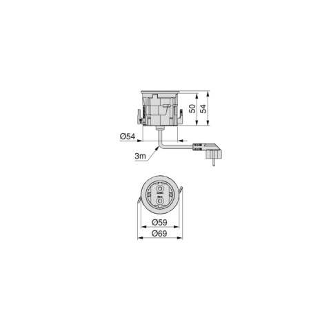 Listwa zasilająca wpuszczana fi 54mm One Emuca