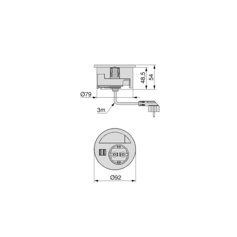 Listwa zasilająca z gniazdkami fi 80mm Circle Emuca