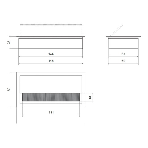 Przepust kablowy aluminiowy prostokątny 160x80mm Aluminium