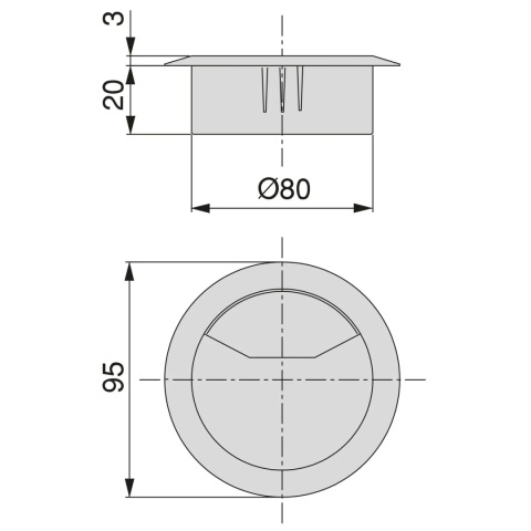 Przepust kablowy plastikowy Przelotka fi 80mm czarny Emuca