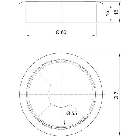 Przepust kablowy plastikowy okrągły przelotka fi 60mm Olcha