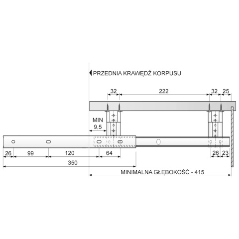 Szuflada Półka wysuwana pod klawiaturę Szara GTV