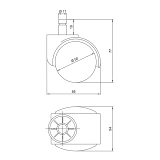 Kółko meblowe z trzpieniem 50mm plastikowe Amix