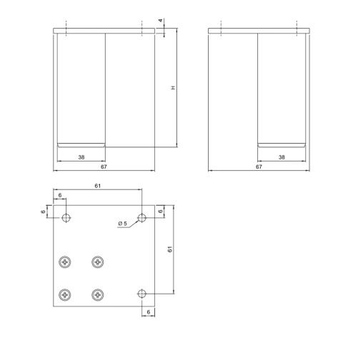 Noga Nóżka meblowa NC221 kwadratowa h-100 czarna Amix