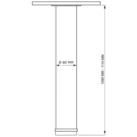 Noga meblowa do stołu H-1100 fi 60mm Czarna