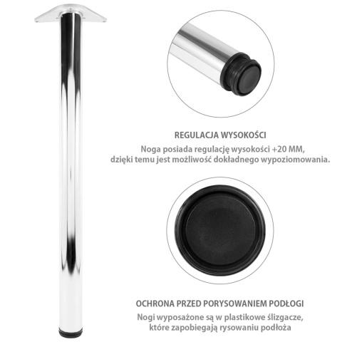 Noga meblowa do stołu H-710 fi 60mm Chrom 4szt Zestaw