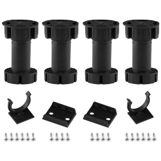 Nóżka meblowa kuchenna h-100 ZESTAW 4szt + 2klip Czarna