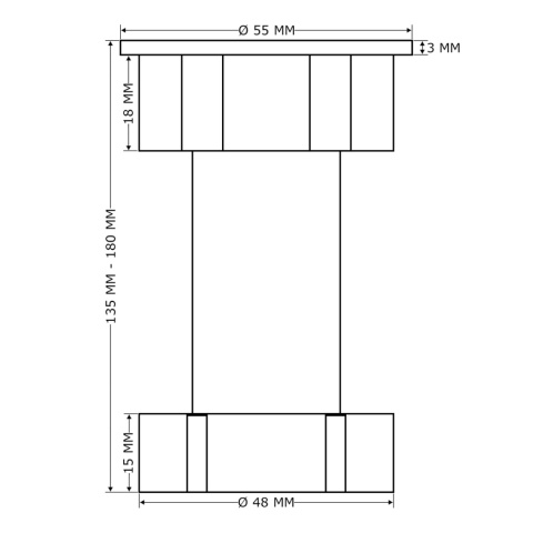 Nóżka meblowa kuchenna regulowana do cokołu h-150 Czarna