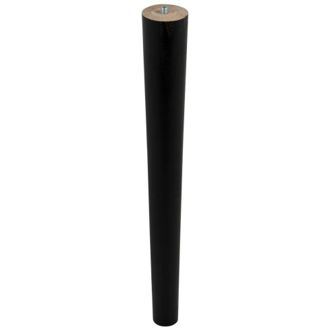 Nóżki meblowe drewniane okrągłe h-360 Czarne + blachy ZESTAW