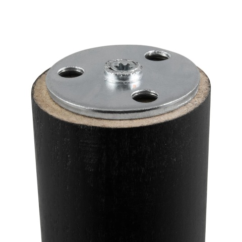 Nóżki meblowe drewniane okrągłe h-360 Czarne + blachy ZESTAW