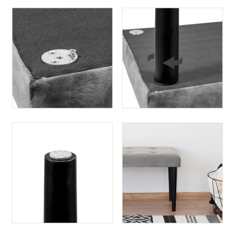 Nóżki meblowe drewniane okrągłe h-360 Czarne + blachy ZESTAW