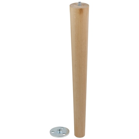 Nóżki meblowe drewniane okrągłe h-360 Naturalne + blachy ZESTAW