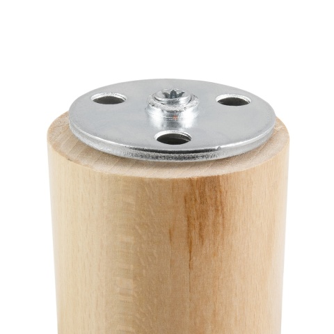 Nóżki meblowe drewniane okrągłe h-360 Naturalne + blachy ZESTAW