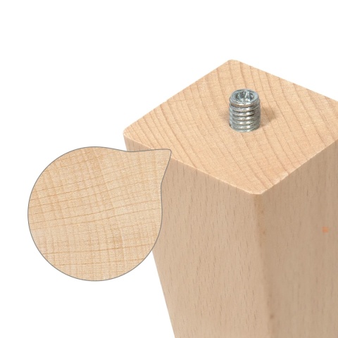 Nóżki meblowe drewniane trapez skośne h-180 Naturalne + blachy ZESTAW