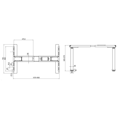 Biurko z regulacją wysokości stelaż stołu Futuro II Szary REJS