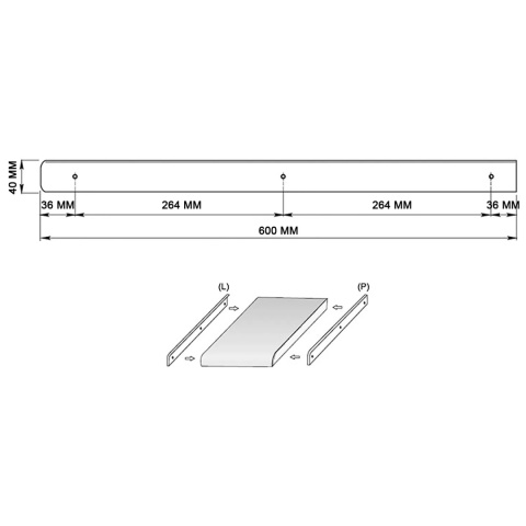 Listwa boczna do blatu kuchennego Lewa L-600mm 38mm Aluminium LEBA