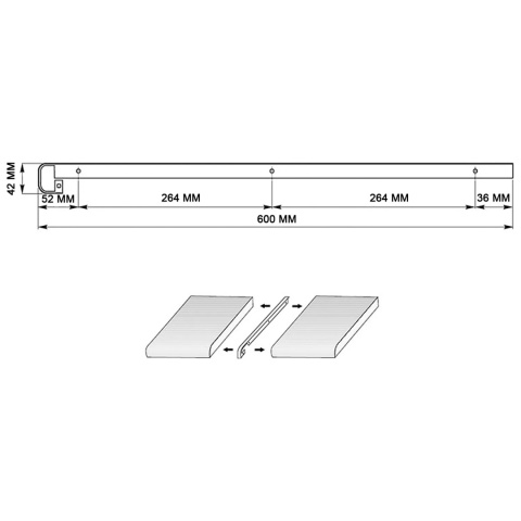 Listwa szczelinowa do blatu kuchennego L-600mm 38mm Aluminium LEBA