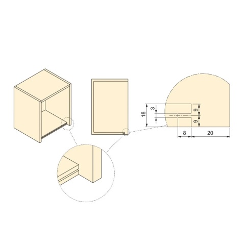 Profil GOLA TOP 2.35m do frontów bezuchwytowych na płytę 18mm - biały