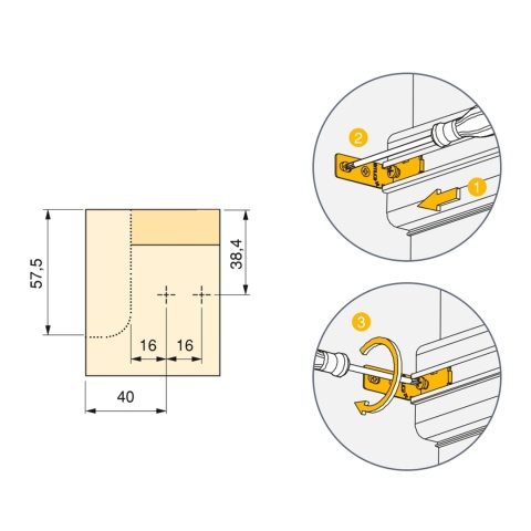 Profil górny GOLA L 2.35m do frontów bezuchwytowych zestaw - mat