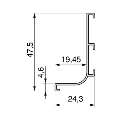 Profil górny GOLA-R 2.35m do frontów bezuchwytowych - czarny