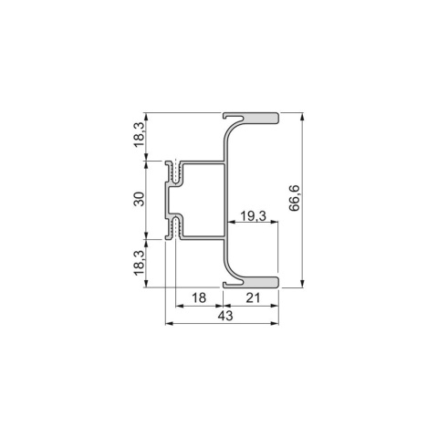 Profil pionowy środkowy GOLA 2.55m do frontów bezuchwytowych - mat