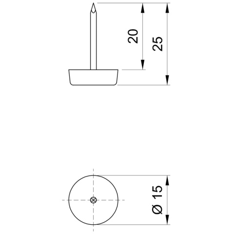 Ślizgacz pojedynczy z gwoździem pod meble 100 sztuk