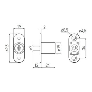 Zamek meblowy B-105 bolcowy GTV