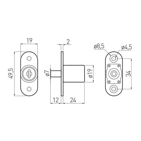 Zamek meblowy B-105 bolcowy GTV