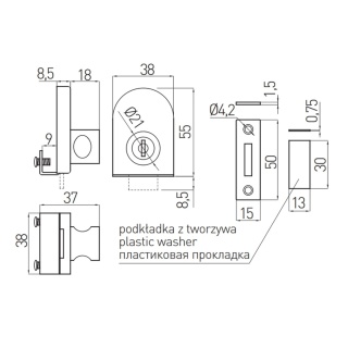 Zamek meblowy S-409 do szyb GTV