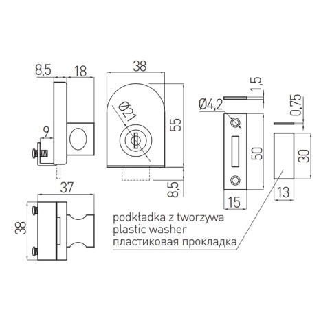 Zamek meblowy S-409 do szyb GTV