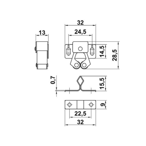 Zatrzask meblowy rolkowy wciskany do drzwi szafek Brązowy LEBA