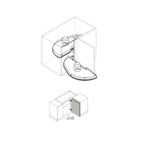 Cargo Magic Corner LAKE 900mm Nerka Lewy Biały EMUCA